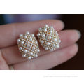 Fashion White Crystal & Pearl Clip on Earrings Wedding Jewelry Jewellery for Women Girls Ladies